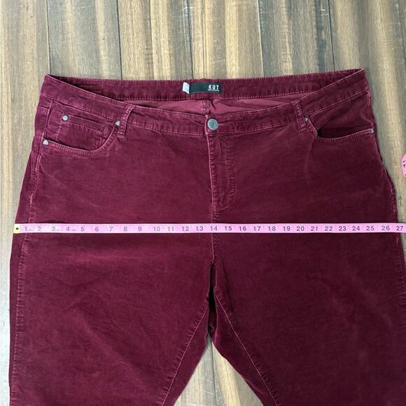 Plus Sz 22W Kut from the Kloth Maroon Burgundy Corduroy Pants High Waist Rise - Picture 3 of 9